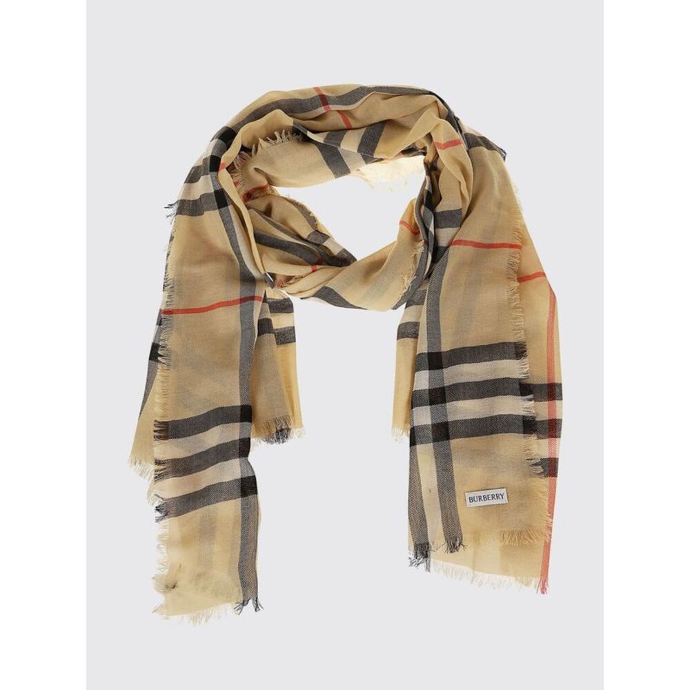 Burberry Women Burberry Vintage Check Pure Wool Scarf With Fringes